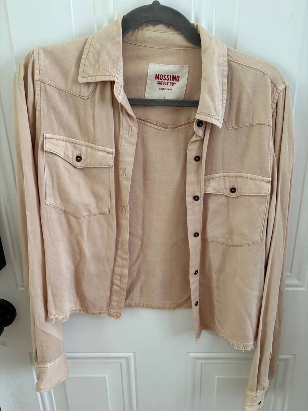 (5/$20) Mossimo Supply Co. Light Beige Button-Front Utility Shirt Jacket